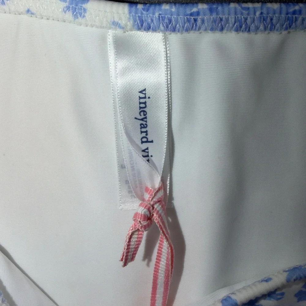 Vineyard Vines Painted‎ Patch Ruffle One Shoulder Bikini Set Blue White L/XL